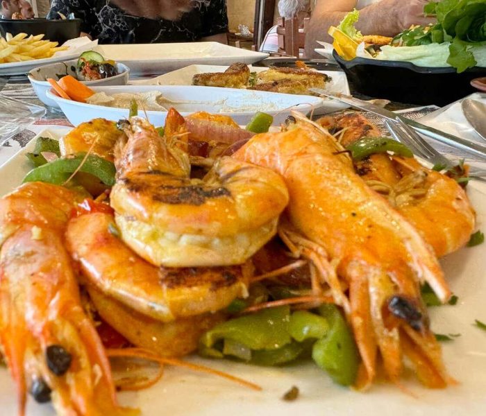 Indulging in a delectable seafood lunch